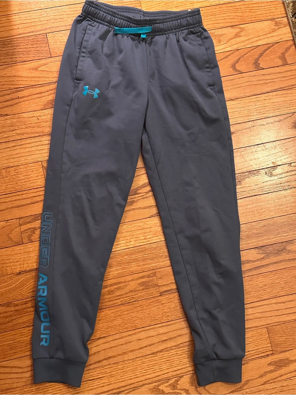 Under Armour Kids Dark Gray Joggers with Teal Accents